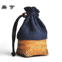 鼎亨手工竹编茶具收纳袋盒杯袋茶杯篓杯笼便携旅行迷你小茶篓茶道