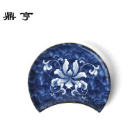 鼎亨锦上添花中式现代青花瓷金边茶杯托杯垫隔热垫茶垫子陶瓷功夫