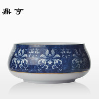 鼎亨锦上添花中式现代青花瓷金边茶洗洗建渣斗陶瓷功夫茶具零