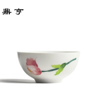 鼎亨茶杯满堂春浅浮手工粉彩主人小品茗茶杯陶瓷功夫茶具满六只