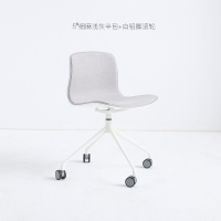 苏宁放心购会议室椅子职员单人旋转简约软垫书房办公椅无扶手电脑椅靠背凳子 5#细麻浅灰半包+白铝脚+滚轮 铝合金脚 无扶