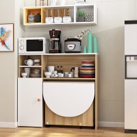 苏宁放心购简易小户型折叠餐桌餐边柜碗柜微波炉柜组合多功能可移动吃饭桌子新款简约