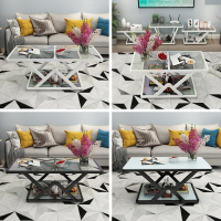 苏宁放心购创意简约现代钢化玻璃茶几小户型阳台客厅经济型简易家用茶几桌子 电视柜 组装新款简约