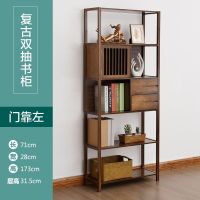 苏宁放心购简易书架多层落地实木收纳置物架自由组合带抽屉创意楠竹中式书柜新款简约