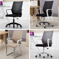 苏宁放心购滚轮升降靠椅可调节带搁脚电脑椅办公椅子办工靠背凳子耐用黑白w新款简约