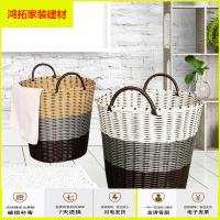 苏宁放心购手工编织筐脏衣篮塑料藤编收纳筐篮篓洗衣篮购物篮玩具筐新款简约