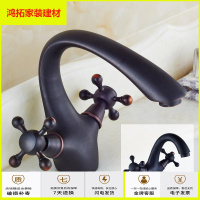 苏宁放心购仿古水龙头复古欧式面盆龙头冷热 加高款可旋转 单孔双把新款简约