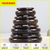 苏宁放心购红木工艺品摆件木底座实木黑檀木圆形底座石头花瓶花盆底座木托新款简约