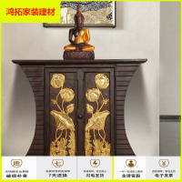 苏宁放心购异丽泰式装饰金箔荷花柜泰式会所餐厅玄关柜客厅复古格调装饰柜子新款简约