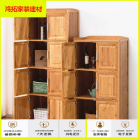 苏宁放心购全楠竹加宽书柜置物架带仿古储物柜厨房收纳层架微波炉柜竹子新款简约