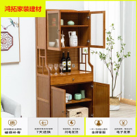苏宁放心购厨房置物架微波炉架简易碗柜餐具收纳柜餐边柜实木竹橱柜储物柜子新款简约
