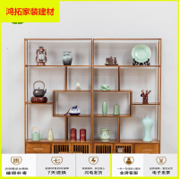 苏宁放心购鑫凯之源楠竹博古柜实木隔断带抽多宝阁茶业古董展示博古架新款简约