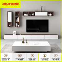 苏宁放心购茶几电视柜组合现代简约小户型客厅卧室胡桃木色多功能烤漆置物架新款简约