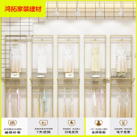 苏宁放心购万坚金色服装店背板墙展示架挂衣服架子店铺装饰墙板上墙壁挂组合新款简约