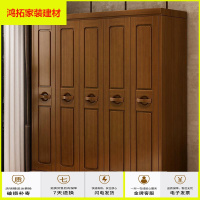 苏宁放心购实木衣柜中式橡胶木卧室衣橱五六平开卧室家具储物大衣柜新款简约