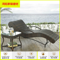 苏宁放心购户外休闲沙滩藤编躺床阳台游泳池躺椅度假村沙发室外庭院躺床新款简约
