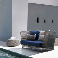 苏宁放心购户外藤沙发三人高背沙发椅藤艺家具酒店软装设计花园庭院沙发阳台新款简约