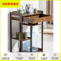 苏宁放心购茶水架置物架茶水台楠竹实木饮水机架大水桶茶具储物架泡茶桌边柜新款简约