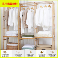 苏宁放心购简易衣柜布衣柜楠竹实木质牛津布衣橱窗帘式大号单双人组合衣柜子新款简约