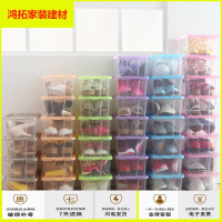 苏宁放心购6只装塑料透明男女鞋盒组合简易鞋子整理收纳盒带盖鞋架新款简约