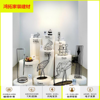 苏宁放心购白色圆柱置物架艺术摆件创意展示台商品陈列架货架新款简约