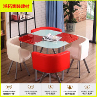 苏宁放心购简约现代钢化玻璃休闲桌椅组合 小户型店铺家庭餐桌厨房吃饭桌子新款简约