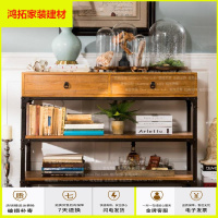 苏宁放心购实木书桌复古办公桌电脑桌工作台防锈做旧铁艺带抽屉书桌新款简约