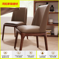 苏宁放心购实木皮艺餐椅 家用创意餐厅椅子水曲柳接待椅咖啡椅餐厅椅子新款简约