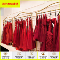 苏宁放心购服装店婚纱礼服展示架落地式婚纱陈列架铁艺挂婚纱架金色新款简约