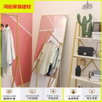 苏宁放心购简约服装店全身镜落地式铝合金试衣镜女装店穿衣镜大镜子金色新款简约