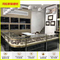 苏宁放心购珠宝展柜展示柜柜台订做玉器翡翠品弧形柜珠宝展示柜定做新款简约