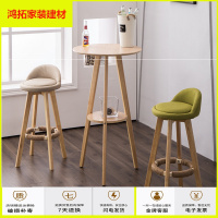 苏宁放心购实木小吧台桌家用实木高脚圆桌子客厅咖啡厅北欧铁艺桌简约酒吧桌新款简约