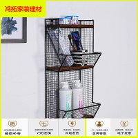 苏宁放心购免打孔置物架铁艺实木杂志架壁挂墙上书架复古层架一字隔板搁板新款简约
