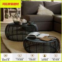 苏宁放心购简约现代北欧茶几创意铁艺圆形边几小户型轻奢网红客厅茶几组合新款简约
