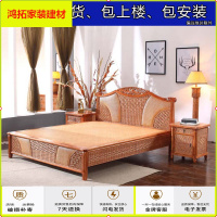 苏宁放心购真藤床藤木大床一米五藤艺单双人床一米八滕编中式大款1.8米藤床新款简约