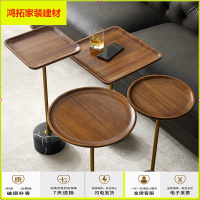 苏宁放心购轻奢实木边几小窄大理石角几沙发边桌黑胡桃迷你创意床头柜置物架新款简约