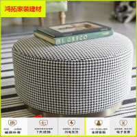 苏宁放心购圆形沙发凳客厅实木圆型墩子软包脚踏轻奢衣帽间凳子换衣穿新款简约