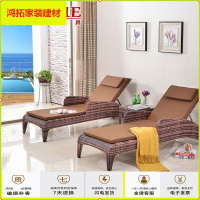 苏宁放心购游泳池躺椅户外阳台躺床仿藤躺椅沙发床沙滩藤椅酒店会所花园躺椅新款简约