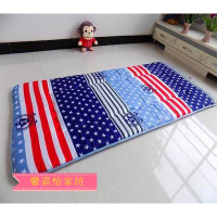 加厚寝室上下铺床垫可折叠0.9m单学生宿舍用床褥子防潮蓝黄条0.9mx1.9m宿舍床用