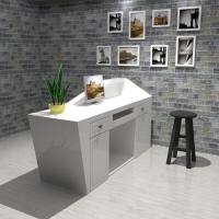 公司前台接待台现代烤漆办公桌收银台服装店铺宾馆咨询吧台