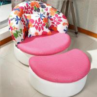 懒人沙单人椅创意可爱简约布艺小户型可拆洗卧室阳台电脑椅休闲白色三色花+脚踏