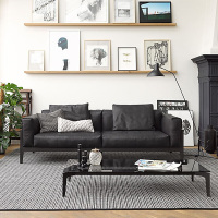 北欧沙头层牛皮皮质三人客厅整装组合沙小户型现代简约脚踏布艺其他