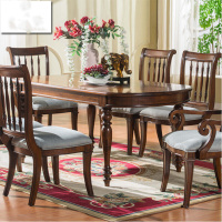 欧式实木长方形餐桌简美全实木餐桌椅美式复古长饭桌餐厅长餐台椅