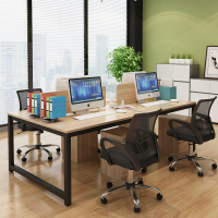 职员办公桌四人位员工电脑桌椅组合简约现代2/4/6工作位屏风六人四人位白枫+白