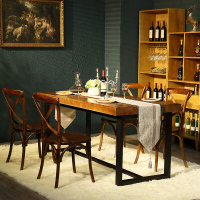 美式铁艺复古餐桌实木餐桌LOFT家具餐桌工业风做旧餐桌设计师餐桌单把配套餐椅