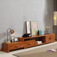 全实木电视柜现代简约影视柜中式纯实木地柜中小户型客厅家具榉木色组装