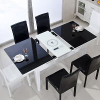 现代简约餐桌椅组合折叠家用伸缩功能实木长方形电磁炉饭桌小户型