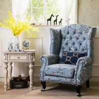 【原创设计】美式乡村风格家具棉麻拉扣单人布艺沙老虎椅休闲椅