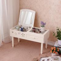 迷你化妆台化妆柜化妆镜小型梳妆台简易翻盖化妆桌台式飘窗迷你2号(白色)组装