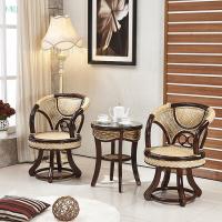 真藤桌椅组合旋转藤椅茶几三件套室内小阳台单人靠背椅竹腾休闲椅